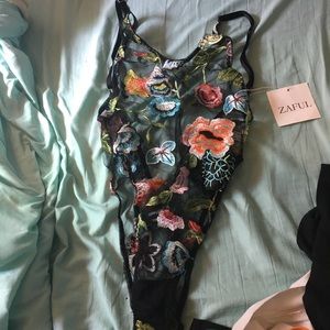 Floral mesh bodysuit